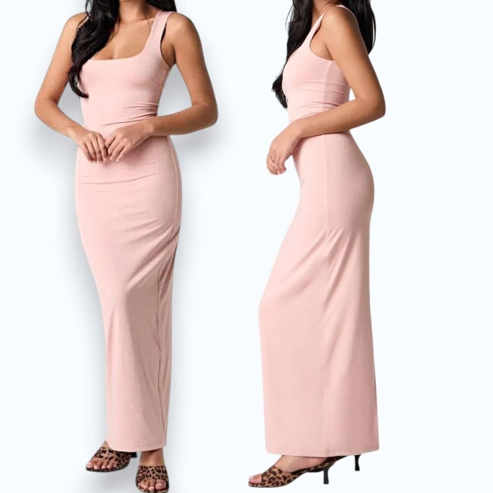 🌸Blush Pink Stretch Maxi Dress